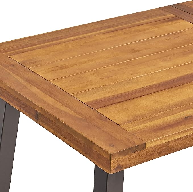 Christopher Knight Home Palin Wooden Patio Dining Set for 6, Acacia Wood Outdoor Dining Table Set for 6, 7 Piece Outdoor Dining Set with Rectangular Table and Armchair with Seat Cushion, Grey + Teak