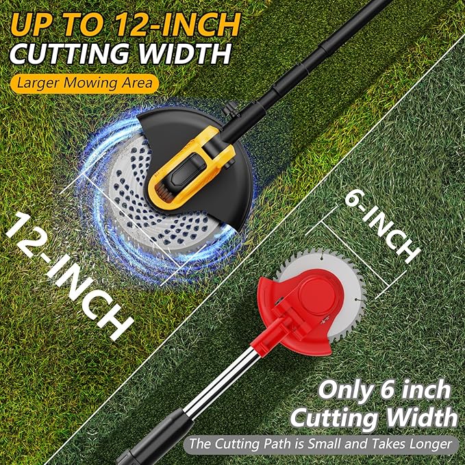 20000RPM Electric Weed Wacker Battery Powered 6000mAh, 800W Brushless Weed Eater with Wheels, 4-in-1 Brush Cutter/String Trimmer/Grass Trimmer/Edger Tool,Stringless Weed Trimmer Metal Blade,2 Battery