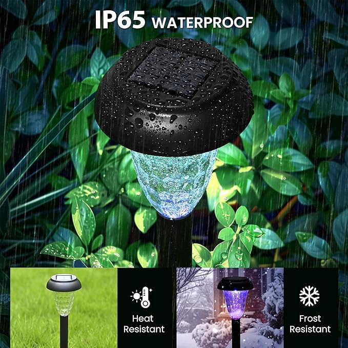 TISEJOY Solar Pathway Lights Outdoor Waterproof 8 Pack Color Changing Garden Light for Yard Patio Driveway Walkway Lawn Landscape Lighting for Outdoor Decor