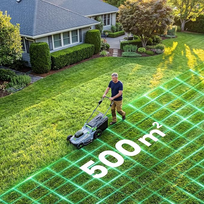 40V Cordless Lawn Mower, 17" Walk Behind Electric 4.0 Ah Battery Powered Lawnmower, 6 Adjustable Cutting Heights, 50L Grass Bag, Brushless Motor, for Garden/Patio/Yark/Lawn