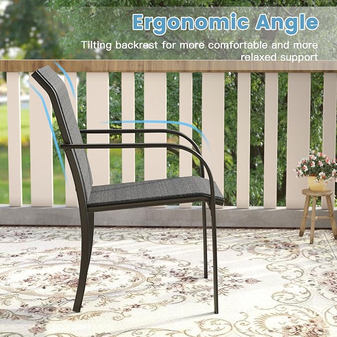 DIFY Patio Dining Set for 10, 11 Piece Outdoor Table and Chairs Set, 63" Round Metal Patio Dining Table and Textilene Stackable Patio Chairs, for Backyard Garden Poolside, Grey