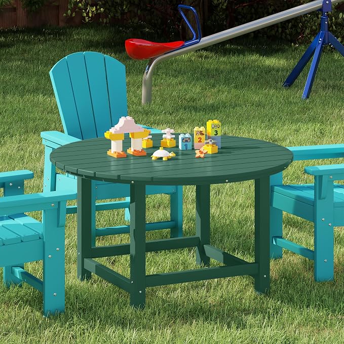 Costaelm Kids Dinner Table, Toddler Play Desk Student Desk Outdoor Childrens Picnic Tables for Children Arts & Crafts, Snack Time, Multi-Activity Table for Ages 2-8 in Home/Outside, Dark Green