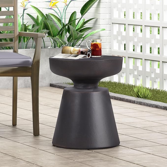 Modern Concrete Side Table for Outdoor Use - Weather-Resistant, Lightweight Design Perfect for Patio and Deck