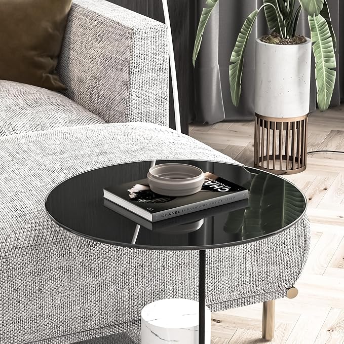 20" Tempered Glass Table Top Round Black Table Surface 1/4'' Thick Pencil Polished Edge Multipurpose for Dining, Coffee, Restaurant and End Table (20 inch-Black)
