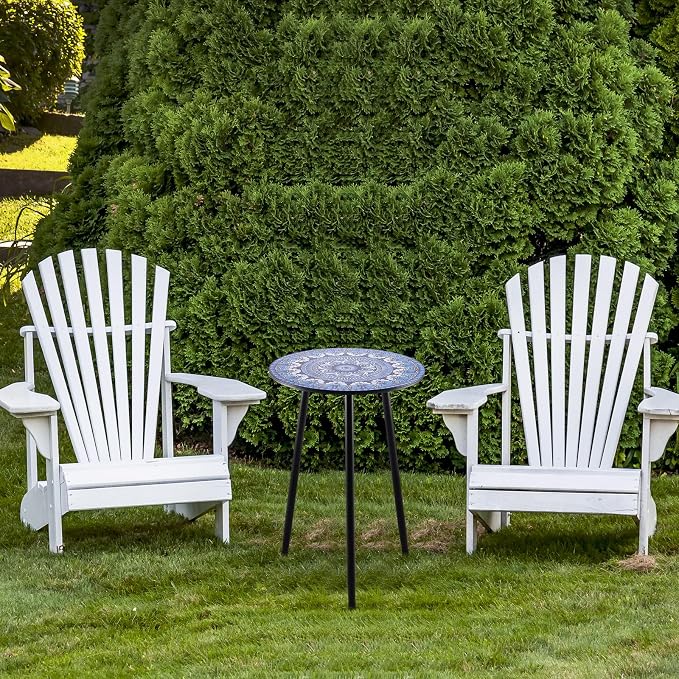 Party Zealot 1 Pack Metal Mosaic Round Side Table 13.4" Small End Table for Patio Round Accent Garden Corner Stand for Small Spaces Weather-Resistant for Balcony Plant Stand Indoor Outdoor