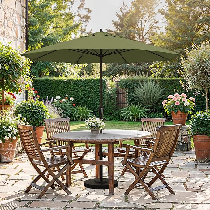 California Umbrella 10-Year Protection 7.5 Ft Outdoor Patio Umbrella, Pacifica Fade-Resistant Fabric, Auto-Tilt, Heavy Duty Aluminum Frame, 8 Reinforced Ribs for Pool or Deck, Bronze Pole, Palm
