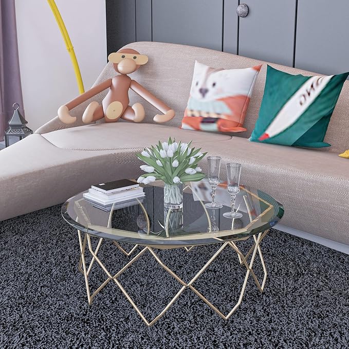 Meihua Glass Table Top, 36 Inch Round 1/2" Thick Beveled Polished Edge, Tempered Glass Table Outdoor for 360 Degree Rotatable.