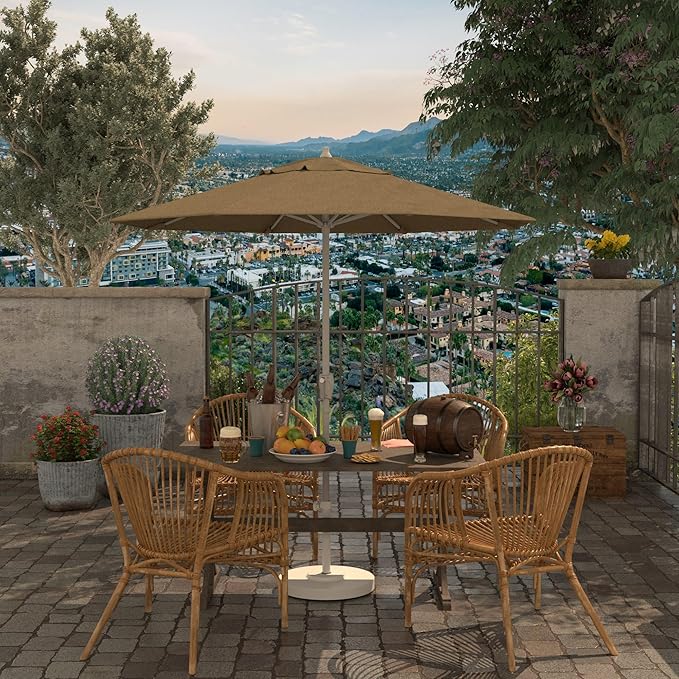 California Umbrella 7.5' Rd Aluminum Patio Umbrella, Crank Lift