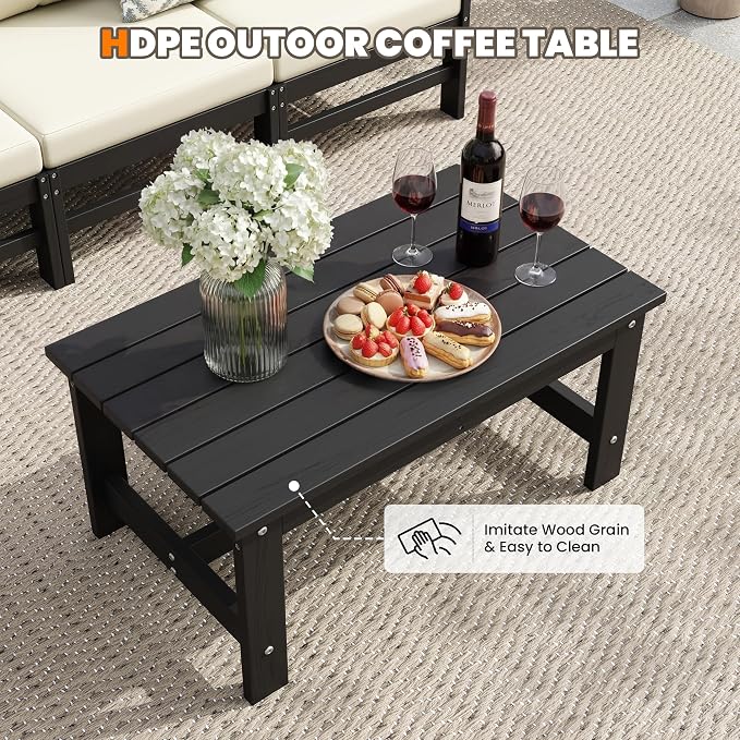 UDPATIO 6 Pieces Patio Furniture Sets HDPE Outdoor Furnitue Modular Sofa Set with Cushion All Weather Conversation Set for Deck Yard Garden Poolside