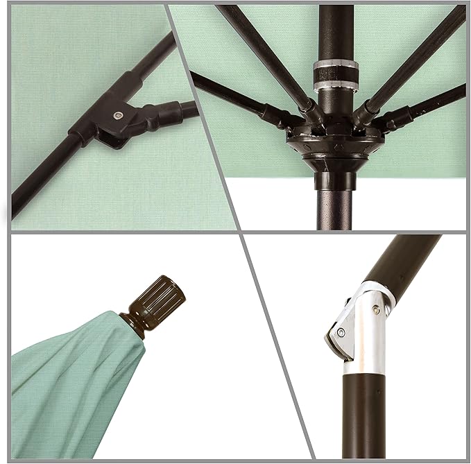 California Umbrella 7.5' Round Crank Lift, Collar Tilt, Aluminum Pole, Fiberglass Rib Patio Umbrella, Bronze Finish