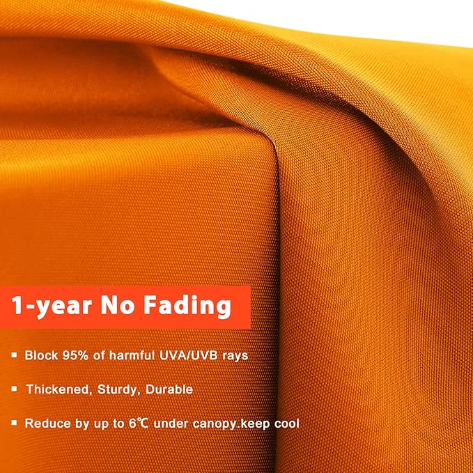 MASTERCANOPY Valance Patio Umbrella 9 ft Replacement Canopy for 8 Ribs-Orange Canopy Only
