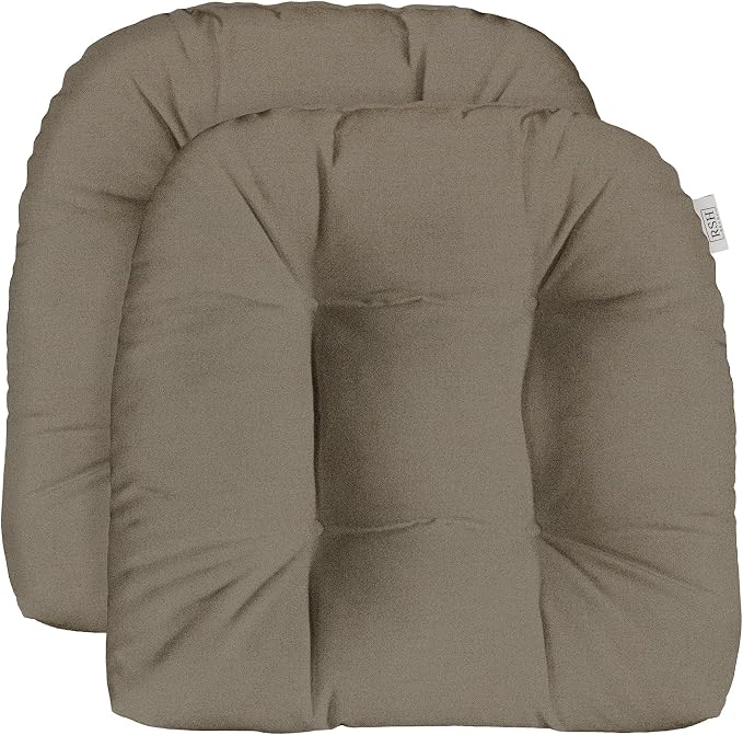 RSH DECOR Sunbrella Tufted Wicker U-Shape Cushions Set of 2 | 19” x 19” | Outdoor Seat Cushions for Patio Furniture| Crafted with Sunbrella Performance Fabric | Made in USA (Cast Shale Brown)