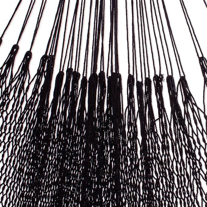 Novica Handmade Mirage in Black Cotton Rope Hammock (Triple)