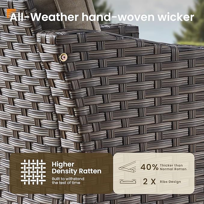 Wicker Patio Furniture Set,8 Pieces Modern Outdoor Conversation Set Sectional Sofa with Cushion and Ottomans for Garden, Poolside, Backyard