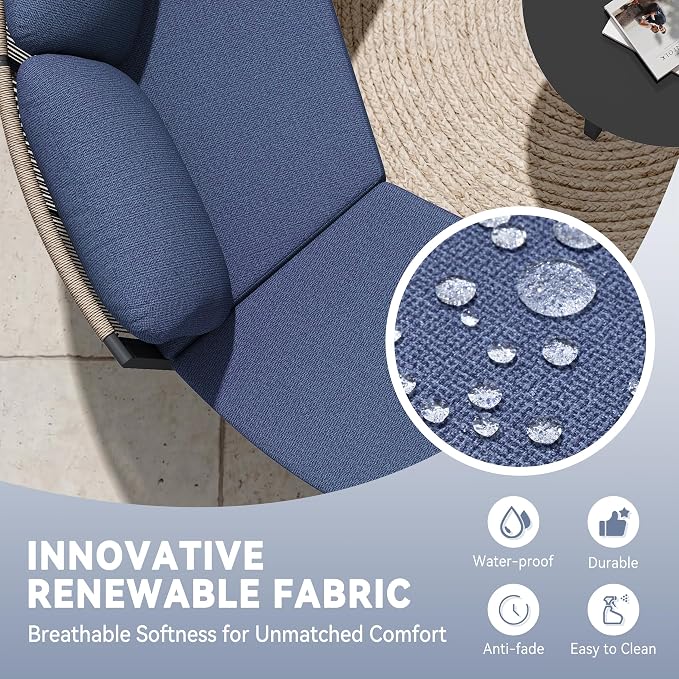 Crestlive Curved Patio Furniture Set, Modular Half Moon 8-Seater Sofa with Round Coffee Table, Aluminum Outdoor Sectional with 4.3" Cushions, All-Weather Couch for Backyard, Deck, Porch, Poolside