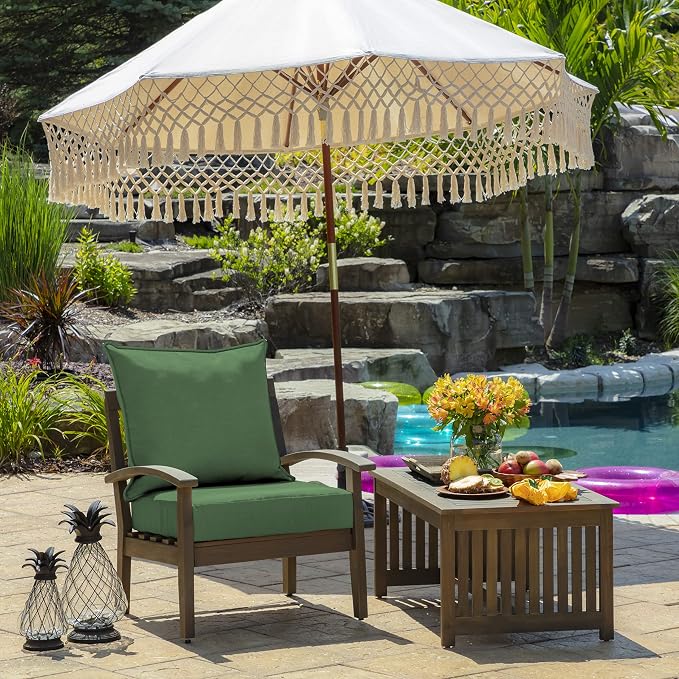 Arden Outdoor Deep Seat Cushion Set, Foam, 4-Pack, 24x24, Moss Green | Sofa, Couch, Conversation Set, Premium High-Density Foam, Never Flattens, Mold and Mildew Resistant