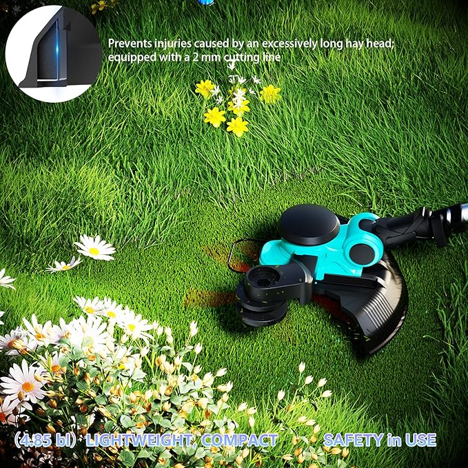 25000 RPM Electric Weed Wacker, 8000mAh Battery, 12″ Brushless Cordless 4-in-1 Brush Cutter/Weed Eater/String Trimmer/Grass Trimmer, Electric String Trimmer 2 Batteries and Charger