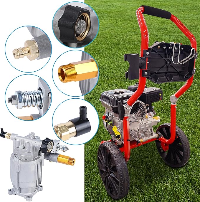 Biswing Pressure Washer Pump, 3/4" Shaft Horizontal Axial Plunger, 3400 PSI Max, 2.5 GPM, Replacement Pumps for Cold Water Gas Power Pressure Washer