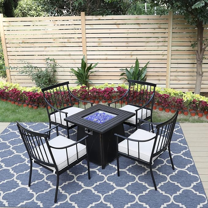 Sophia & William Patio Dining Set, Chairs, Black | Cushions, 300lbs Chair Capacity