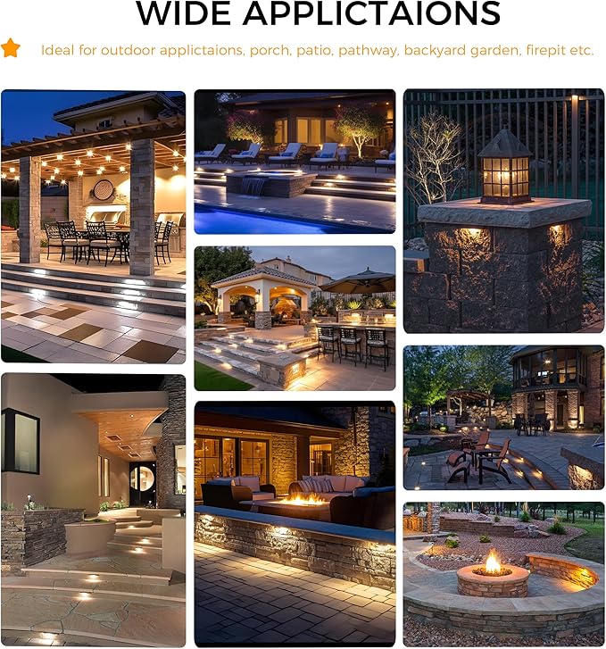 CLOUDY BAY [8 Pack] 12 Inch 7W 5CCT Hardscape Paver Light,Retainng Wall Lights Outdoor,IP65 Waterproof,2700K/3000K/3500K/4000K/5000K Selectable,12V-15 VAC/DC Low Voltage,Frost Lens Step Deck Light