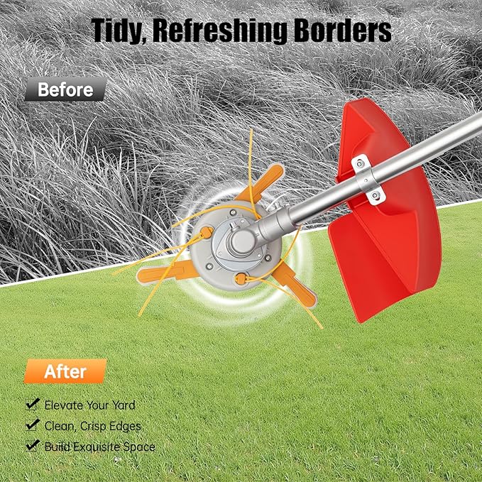 Bepritm 35.88CC Gas Weed Wacker, 4-Stroke String Trimmer/Edger with Dual Blade Head System & Shoulder Strap & Cordless Design, Powerful Brush Cutter for Garden/Yard/Urban Greening (35.88CC)