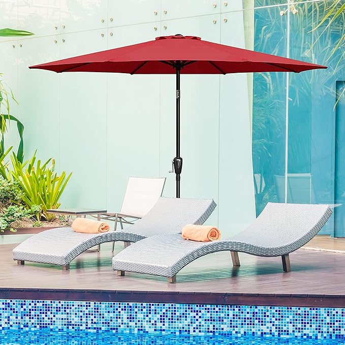 Simple Deluxe 9' Patio Umbrella Replacement Canopy for 8 Ribs, Table Market Yard Umbrella Replacement Top Cover (Canopy Only)