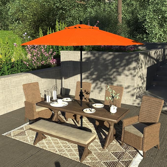 California Umbrella 9' Round Crank Lift, Collar Tilt, Aluminum Pole, Fiberglass Rib Patio Umbrella,