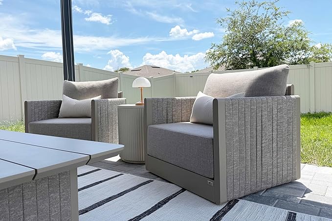 PURPLE LEAF 8 Pieces Patio Conversation Sets with Cushions and Pillows All Weather Outdoor Couch Sectional Set Patio Conversation Set for Garden Poolside Backyard Beige