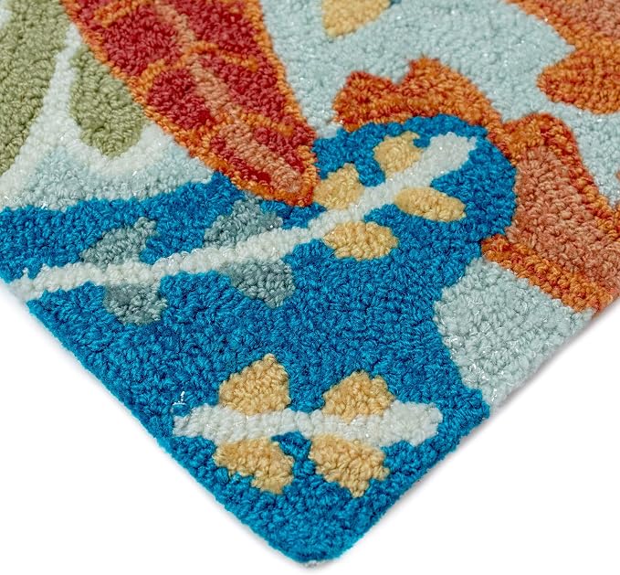 Liora Manne Ravella Coastal Ocean View Indoor/Outdoor Round Rug, 5', Blue and Multi