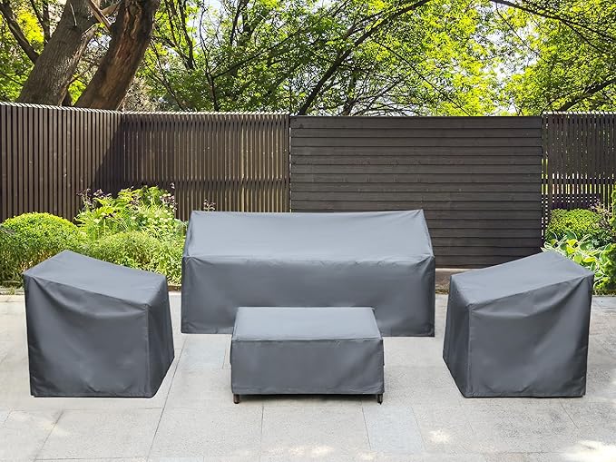 Patio Furniture Covers,Outdoor Furniture Cover Waterproof,Patio Furniture Set Covers for 4 Piece Outdoor Conversation Set,Patio Covers Set-XX-Large (Grey)