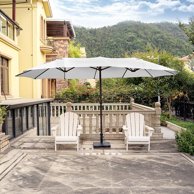 WO Home Furniture Patio Umbrella Twin Double (Extra Long) Outdoor Extra Long Umbrella 15' ft x 9' ft