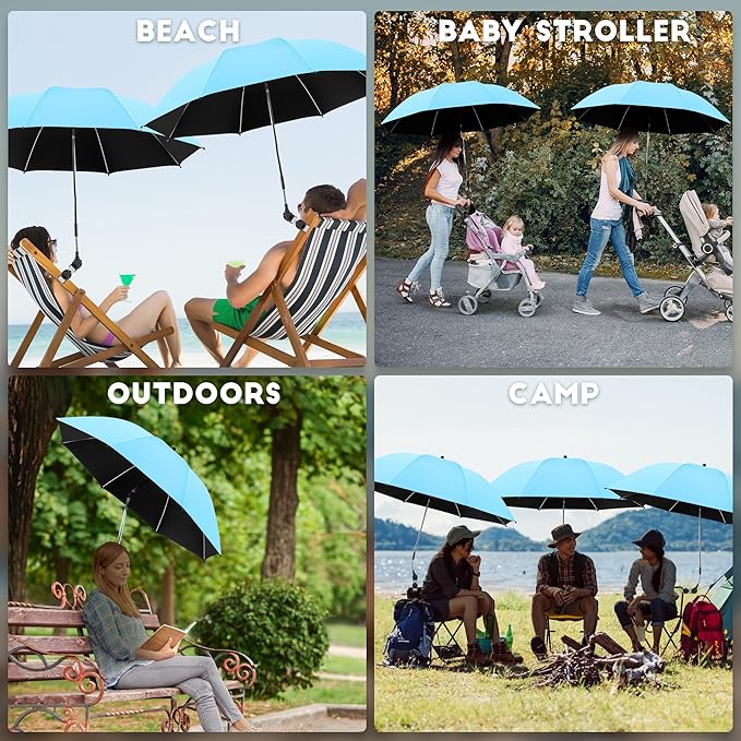 Beach Umbrella, 360 ° Chair Umbrella with Clamp, UPF50+ Shade for Beach, Sand, Patio, Yard (Not Includ Chair)