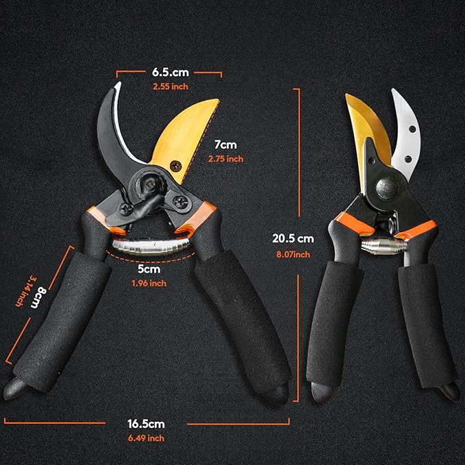 8" Professional Bypass Pruning Shears, Premium Titanium Garden Shears, Sharp Hand Pruner Secateurs, Hand Pruners, Garden Clippers Hedge Shears With Non-slip Handle Garden Tools