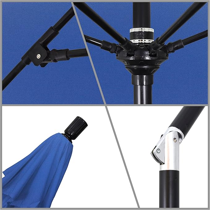 California Umbrella 9' Round Crank Lift, Collar Tilt, Aluminum Pole, Fiberglass Rib Patio Umbrella,