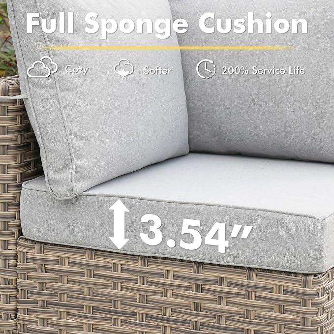 CAODOC Outdoor Sectional Patio Furniture Set,10 Pieces Wicker Conversation Sets L Shaped Couch,Out Door Sofa Outside Furniture with Swivel Chairs,Gray