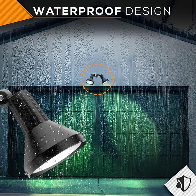 Ciata 15" Outdoor Security Flood Light 1 Head with Heavy Duty Cast Aluminum Body 150W PAR38 Weather Proof White Finish