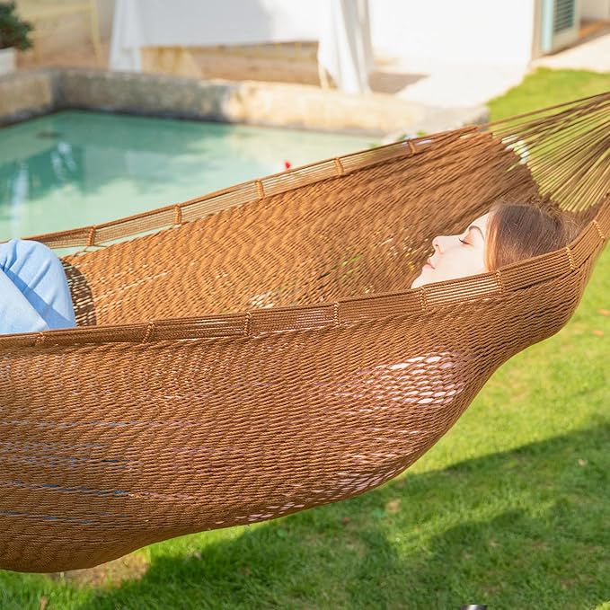 PNAEUT Family Mayan Rope Hammocks for Outside (Desert, XX-Large)