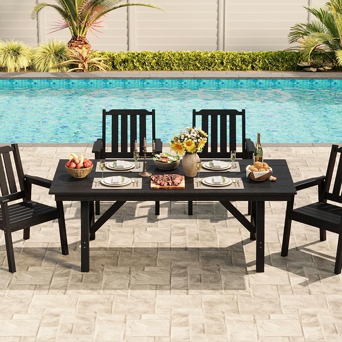 Garvee Outdoor Patio Dining Chairs Set of 4, Outdoor HDPE Garden Dining Chairs, Sturdy Frame, Waterproof, All-Weather for Backyard, Poolside, Porch, Deck, Black