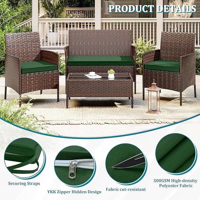 3 Pack of Outdoor Seat Cushion Replacement Set Suitable for 4 Pieces of Wicker Rattan Furniture Terrace Guest Set Sofa Chair (36x18x2, 18x18x2), Only Cover