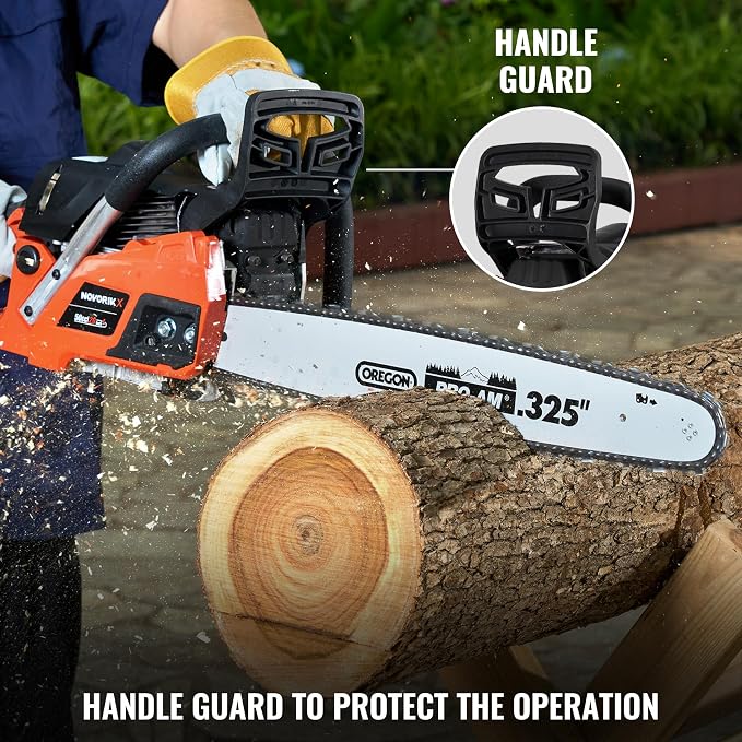 50CC Gas Powered Chainsaw With 2-Cycle Engine 20 &18 Inch Handheld Chain Saw Gas With Automatic Oiler For Tree Trimming Wood Cutting and Land Clearing