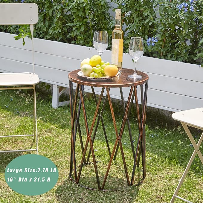 Y&M Nesting Side Table, Set of 3 Stacking Coffee Tables for Living Room End Tables, Outdoor Decorative Garden Stool with Heavy Duty Modern Industrial Decor - Black with Bronze (Ship from US)