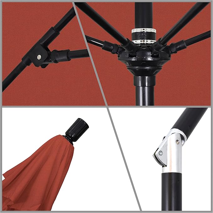 California Umbrella 9' Round Crank Lift, Collar Tilt, Aluminum Pole, Fiberglass Rib Patio Umbrella,