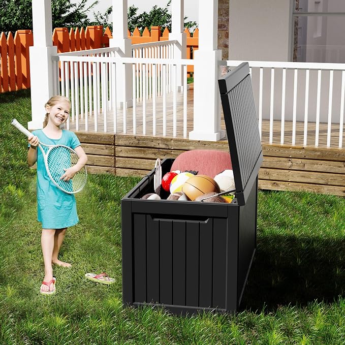 deck box,XXL 230 gallon Resin Large outdoor storage box waterproof and sunproof Loackable Suitable for patio furniture and outdoor garden tool storage（black）