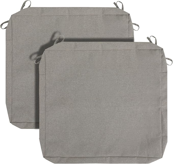 FUNHOME Outdoor Chair Cushion Covers 2 Pack, No Insert! Patio Cushion Covers Replacement 20" x 18" x 4", Water Resistant Chair Cushion Slipcovers, Beige Coffee(Covers ONLY)