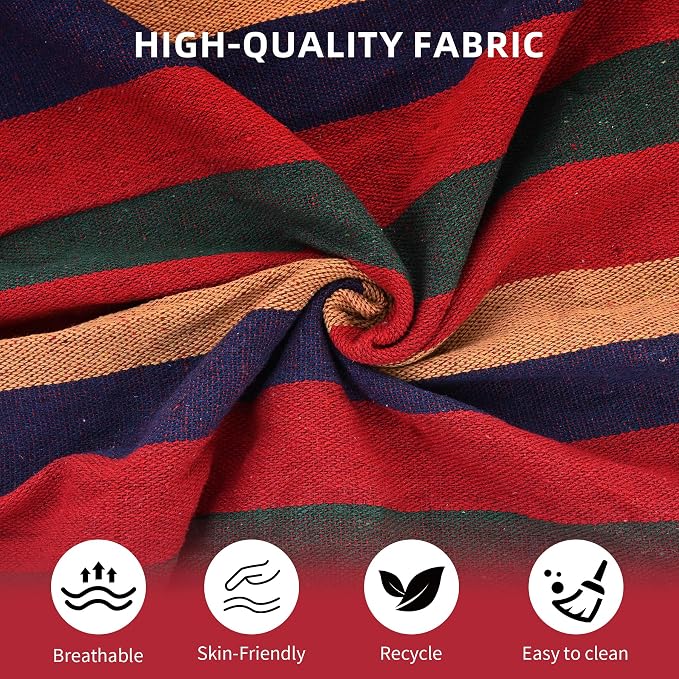 Double Hammock,2 Person Portable Camping Hammock Bed with Anti Roll Balance Beam & Tree Straps,550lbs Capacity for Porch Garden Patio Backyard Indoor Outdoor Red