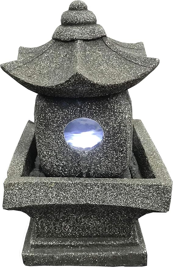 Hi-Line Gift 11" Pagoda Fountain with Warm White LED