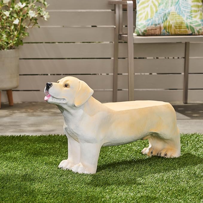 Brown Dog 3-in-1 Pedestal Side Table / End Table / Stool - MGO Hand Painted Sculpture Statue,No Assembly Required for Home,Living Room & Outdoor Decor (Light Brown, 31.50" W x 8.75" D x 16.75" H)