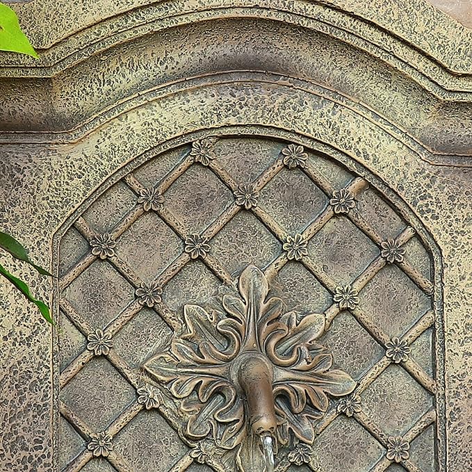 Sunnydaze Rosette 31" Outdoor Wall Water Fountain with Pump - Florentine Stone - Electric