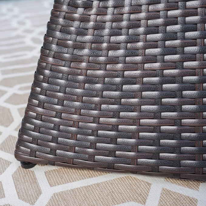 Wicker Rattan Side Table, Outdoor Square Rattan Coffee End Table for Patio Porch Lawn