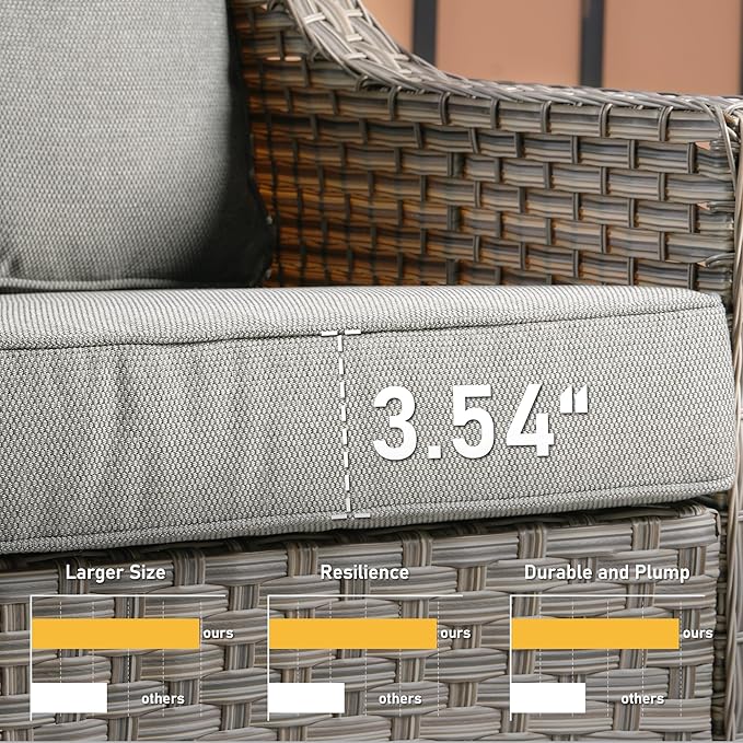 6-Piece Patio Furniture Set, Outdoor Conversation Set Sectional Sofa with Rocking Chairs and Water Resistant Cushions, Dark Gray